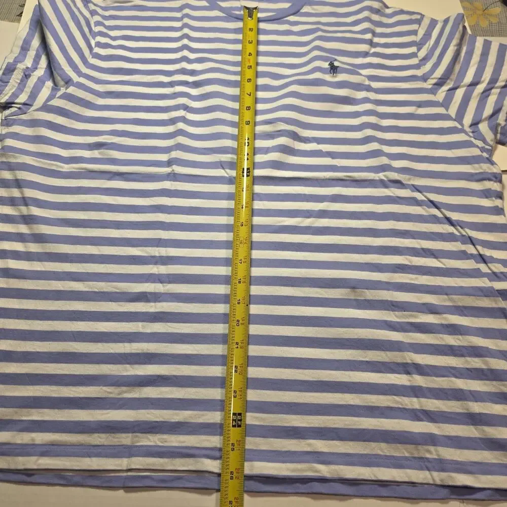 Polo Ralph Lauren Classic Fit Blue/White Striped Jersey Crewneck Tee Big 2X